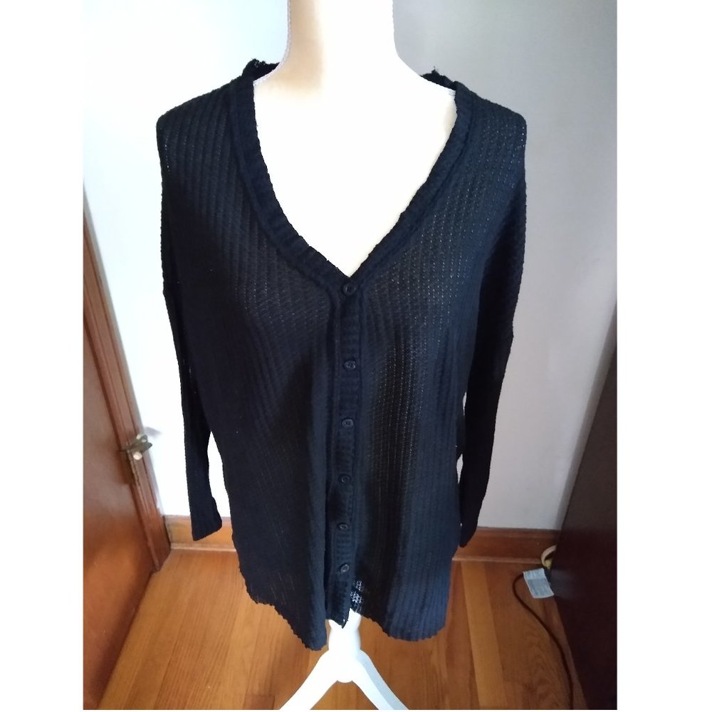Double Zero Black Button Up Cardigan M NWOT